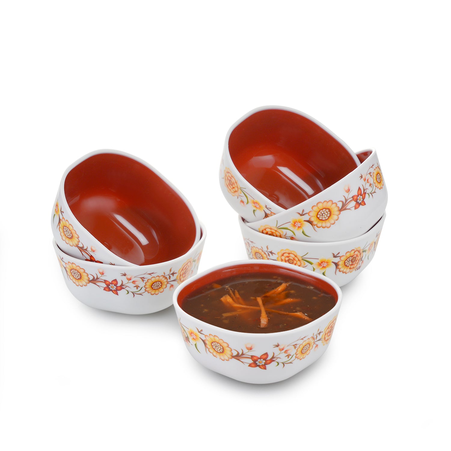 Microfresh Square Bowl Deluxe, Set of 6, 200 ML Brown