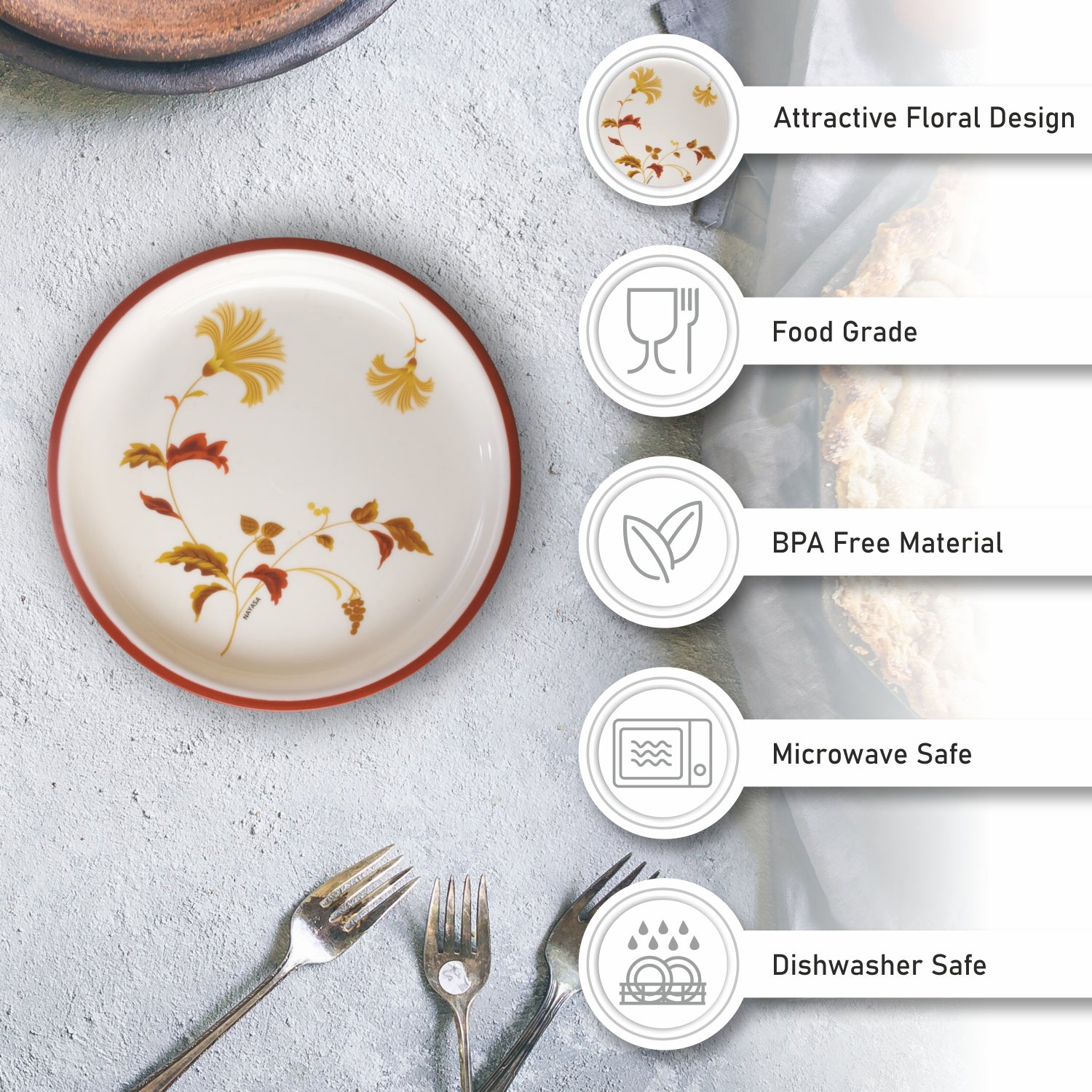 Mircofresh Quarter Plate, Set of 6 Round