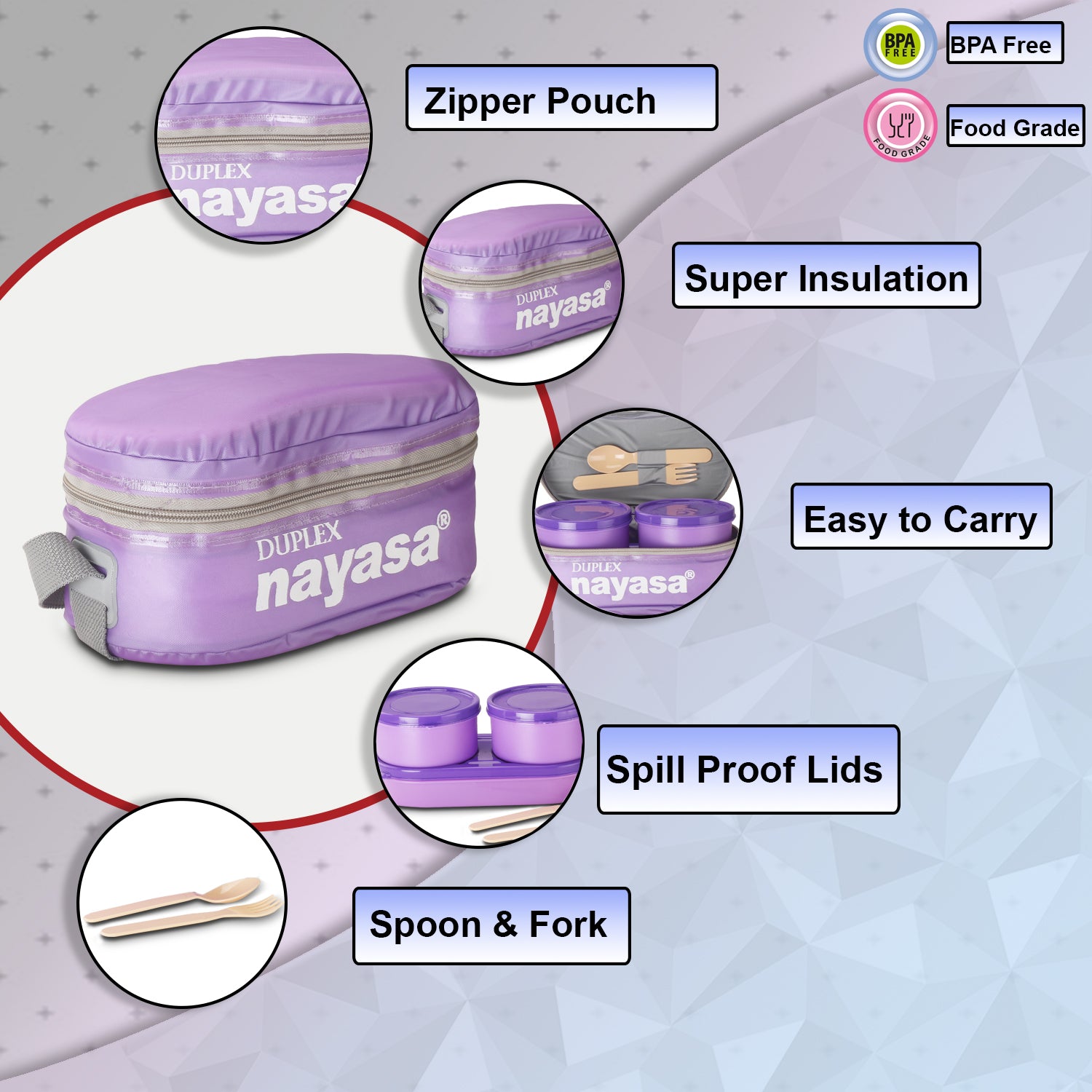 Duplex Dlx Softline Lunch Box Purple