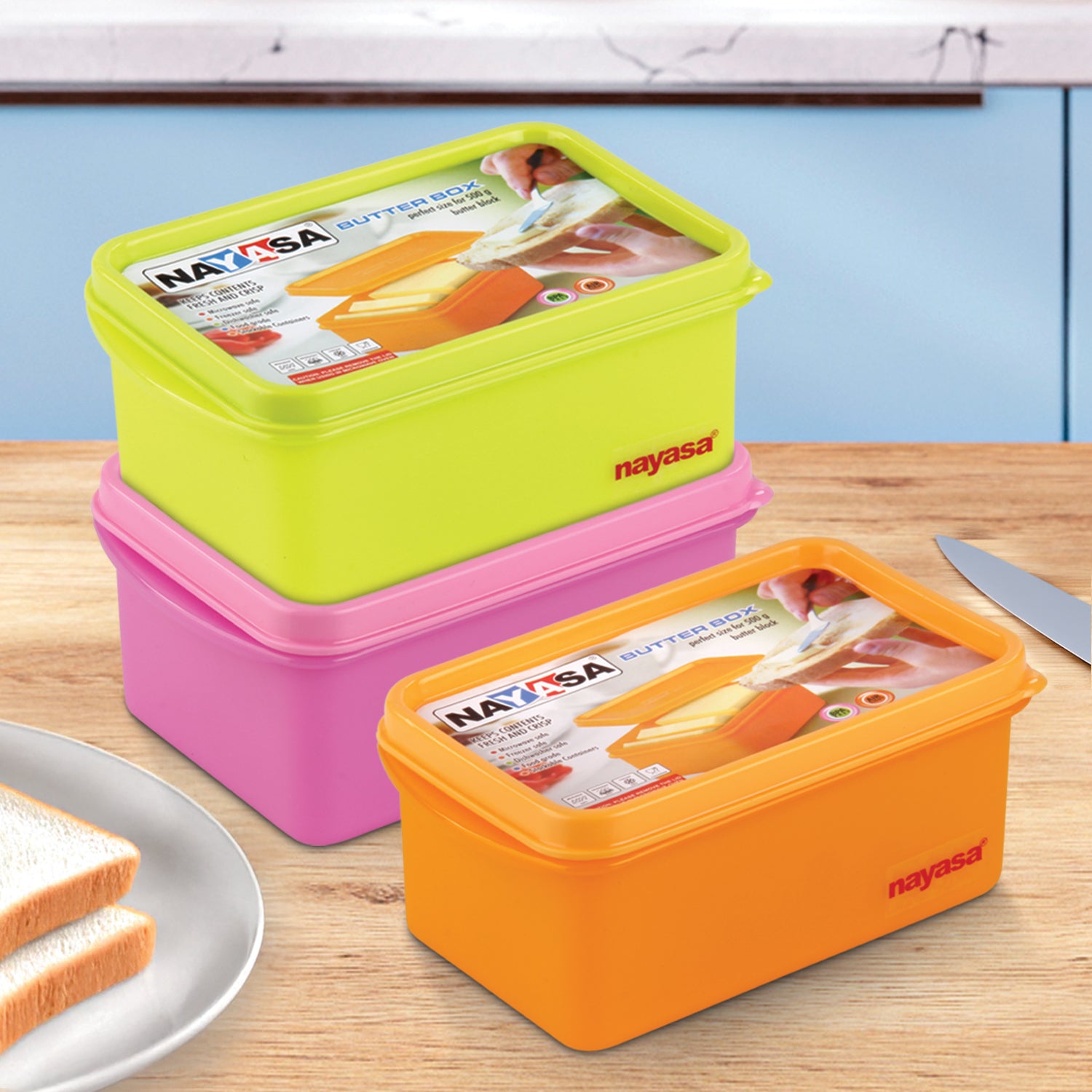 Butter Box Set of 3, Multicolor