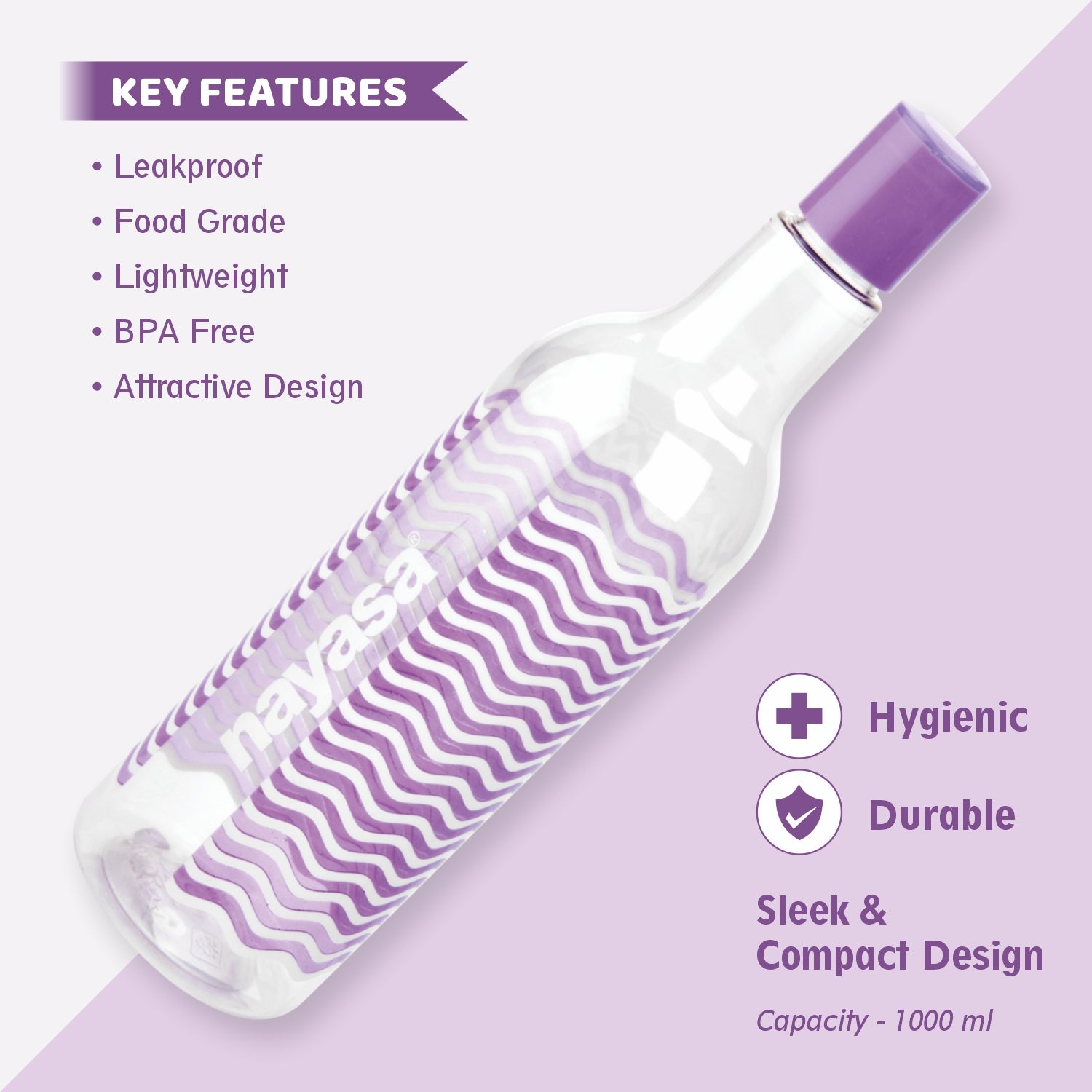 Cool Tower Prtd Bottle, 1000 Ml Set Of 3 Multicolor