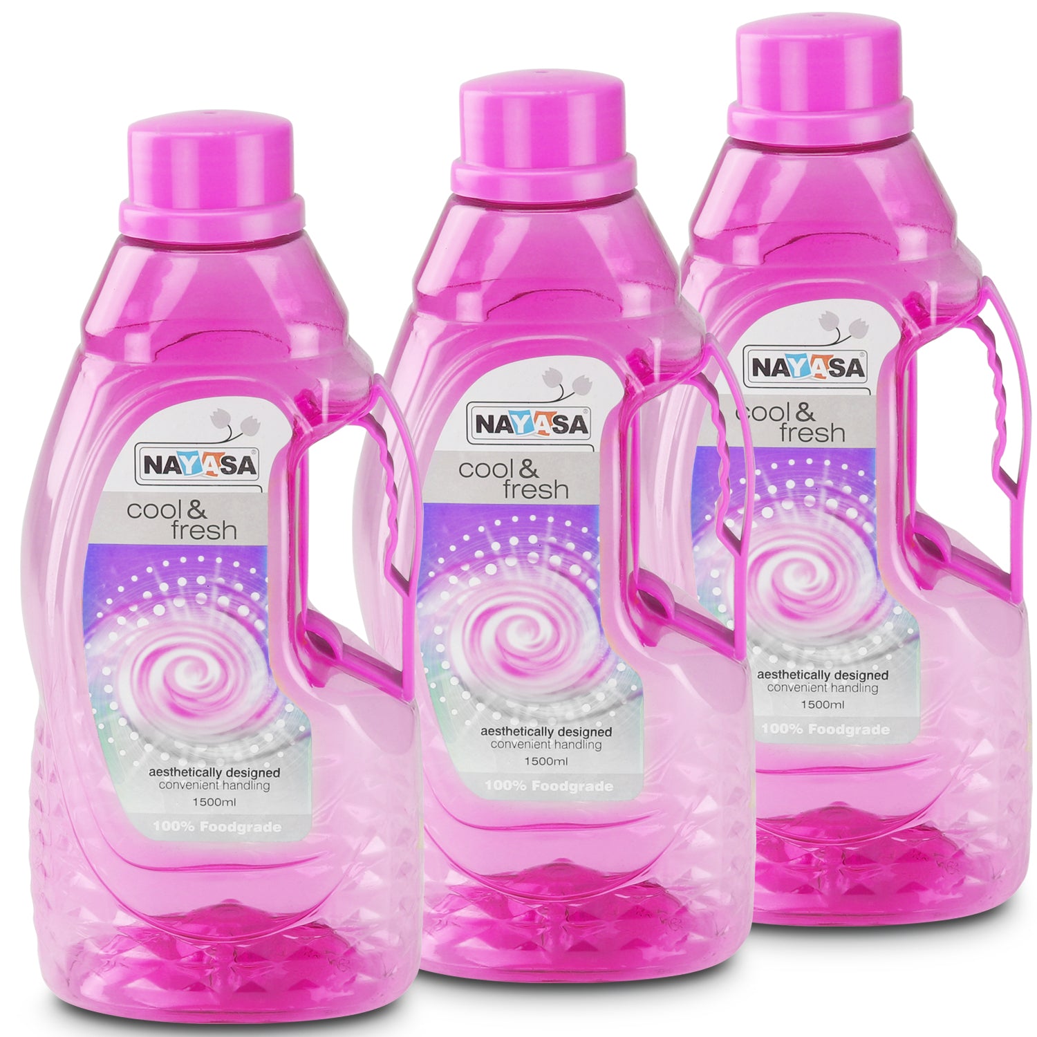 Fontana Water Bottle, 1500 ml Pink / Set of 3