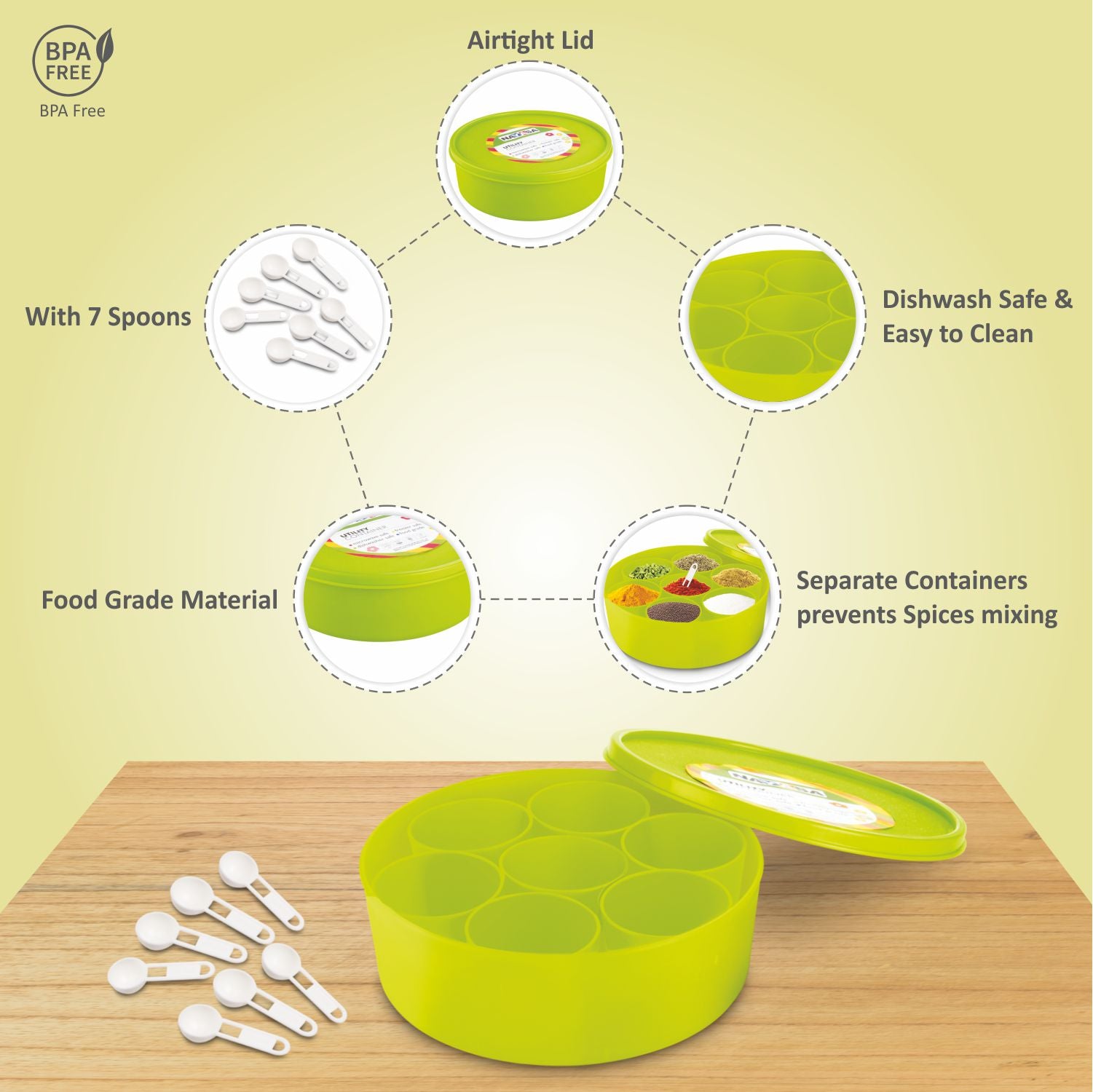 Vital Big Plastic Masala Box Green