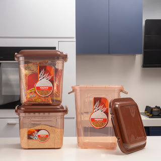 Store In Food Storage Jar Brown / Combo ( 14 Ltr + 18 Ltr + 22 Ltr ) / Set of 3