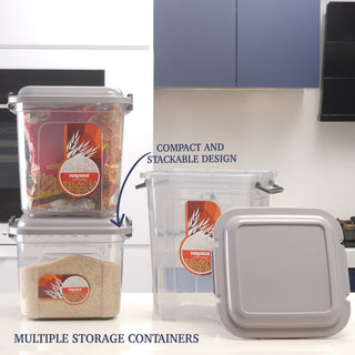 Store In Food Storage Jar Grey / Combo ( 14 Ltr + 18 Ltr + 22 Ltr ) / Set of 3