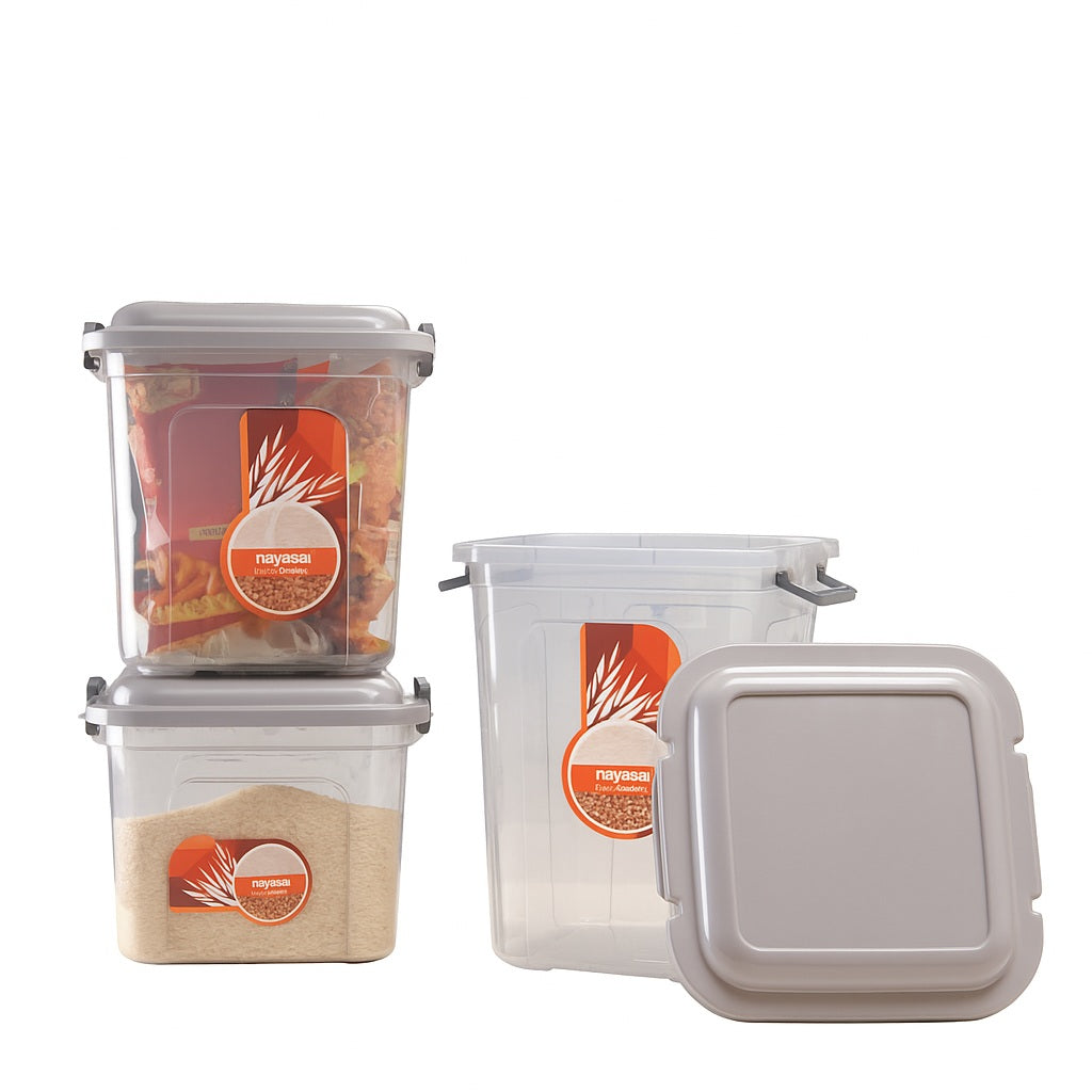 Store In Food Storage Jar Grey / Combo ( 14 Ltr + 18 Ltr + 22 Ltr ) / Set of 3