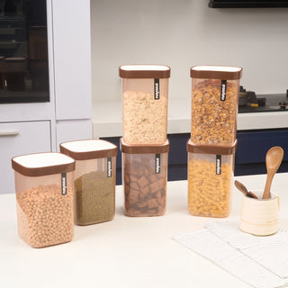 Fusion Food Storage Container Brown / 2100 ml / Set of 6