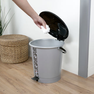 Army Print Pedal Dustbin Black / 11.5 Ltr