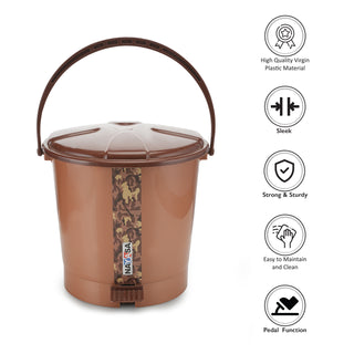 Army Print Pedal Dustbin Brown / 11.5 Ltr