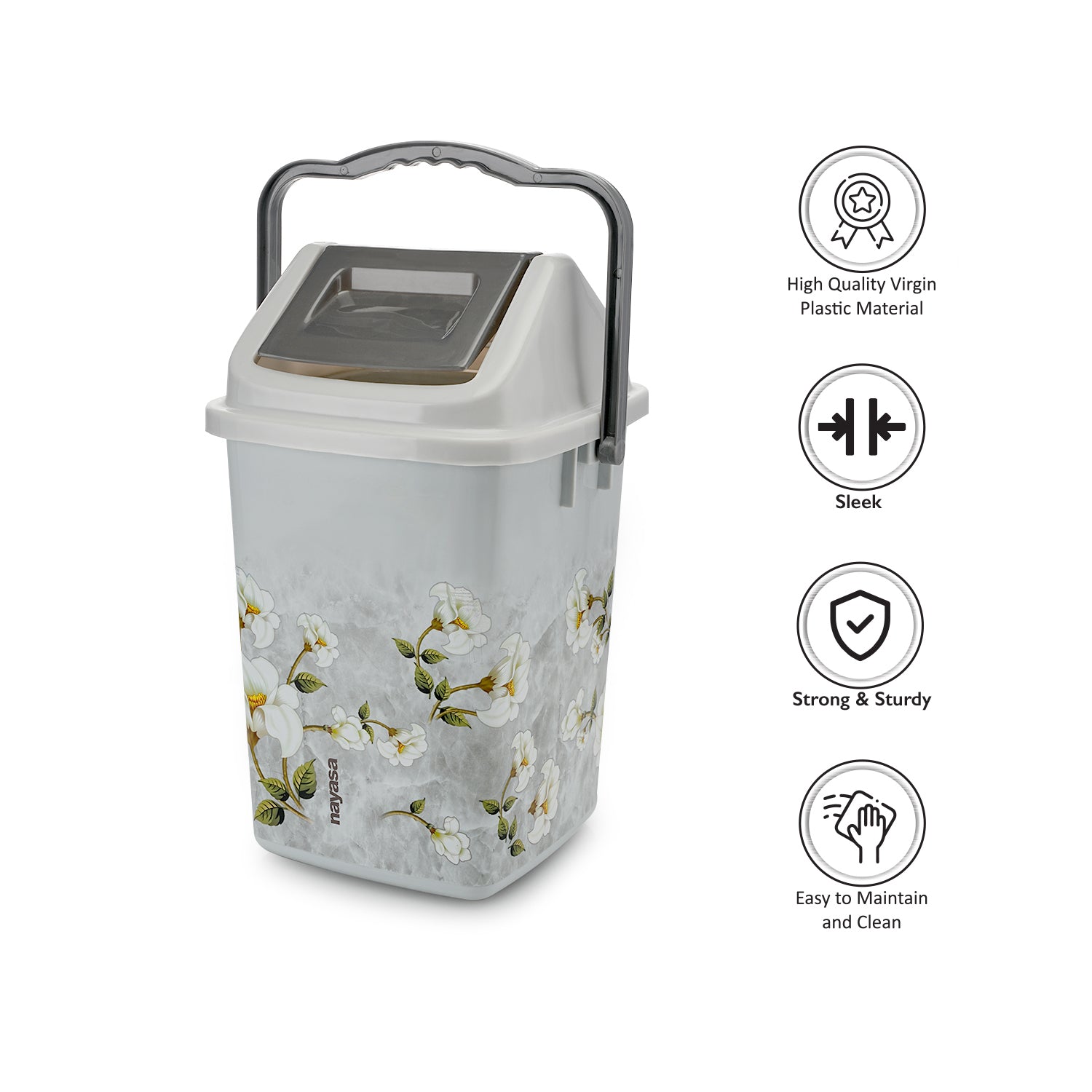 Table Top Swing Dustbin, 8 Ltrs Grey