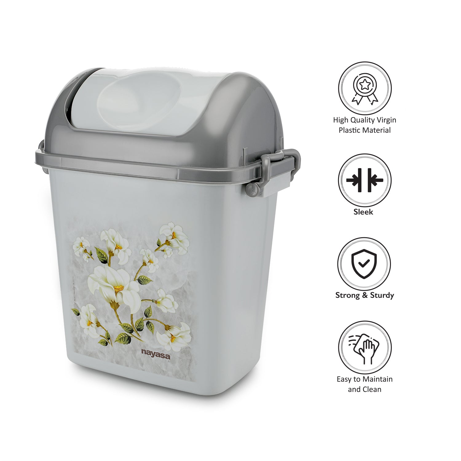 Swing Bin Dustbin Grey / 13.5 Ltrs