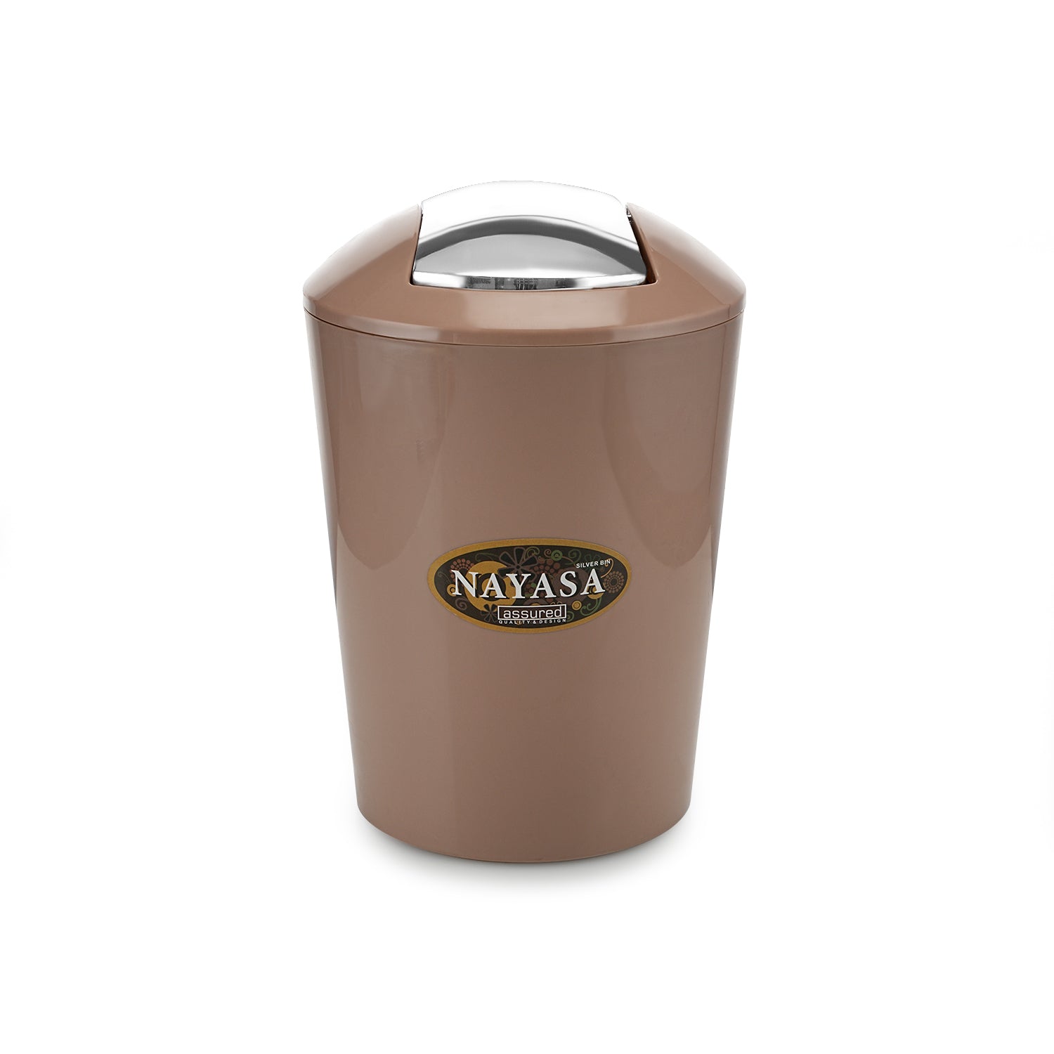 Silver Swing Bin Table Top Dustbin Brown