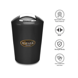 Silver Swing Bin Table Top Dustbin Black