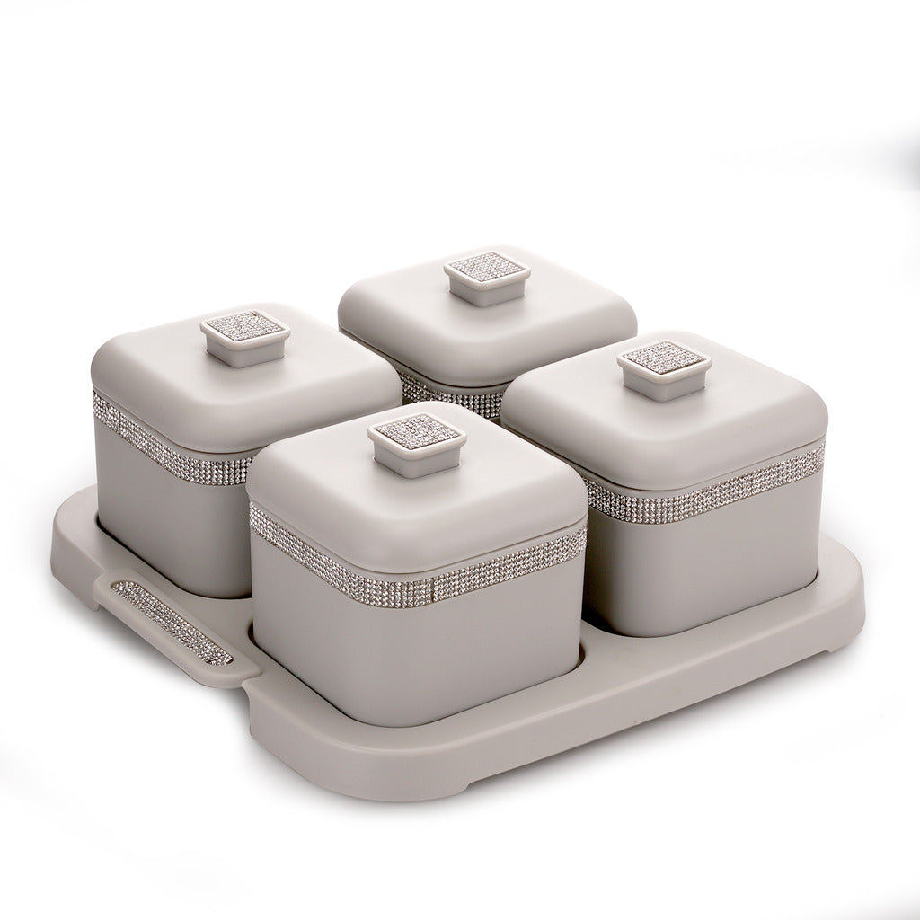 Sapphire Square Dry Fruit Container Set of – Nayasa - Main Image