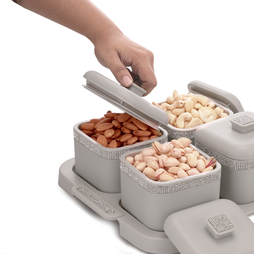 Sapphire Square Dry Fruit Container Set of 4