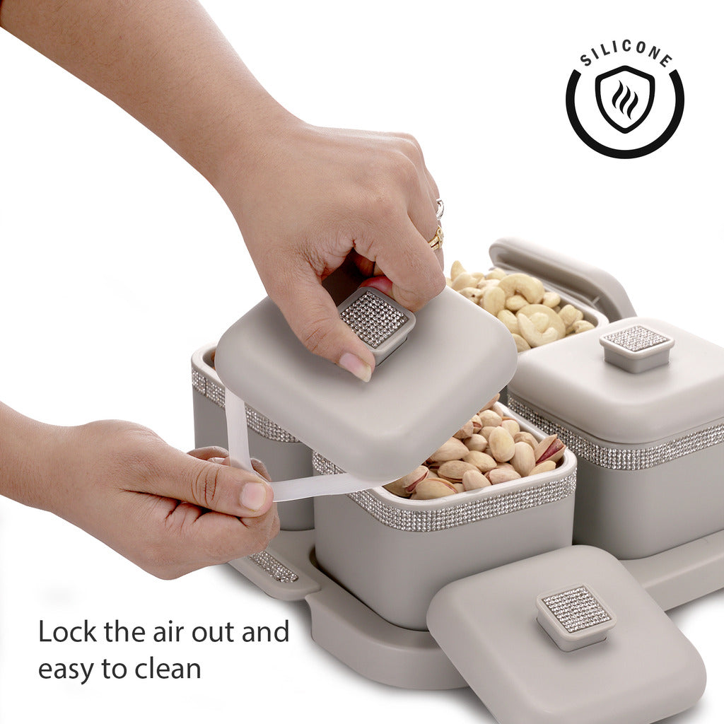 Sapphire Square Dry Fruit Container Set of 4