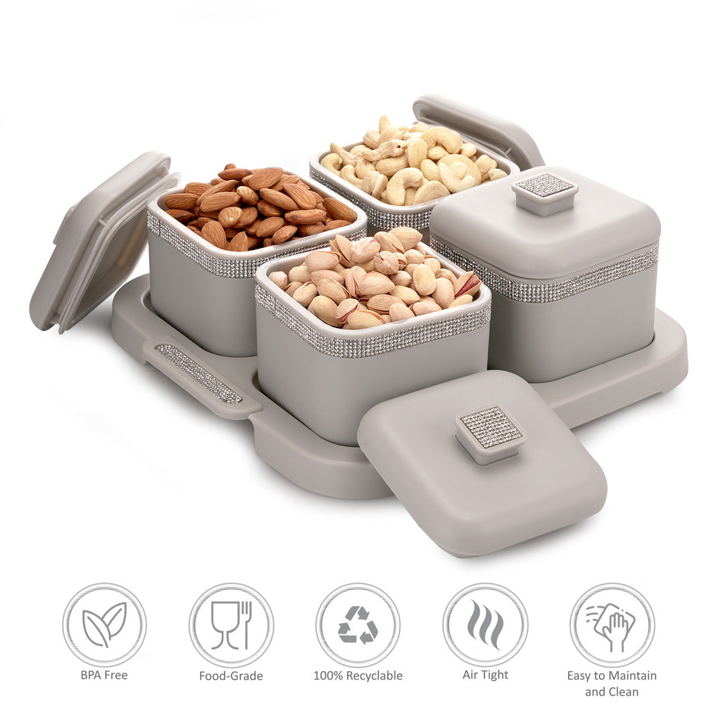 Sapphire Square Dry Fruit Container Set of 4