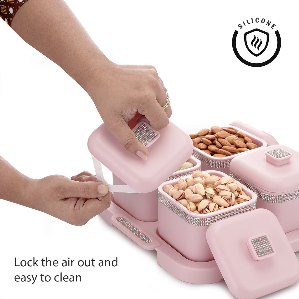 Sapphire Square Dry Fruit Container Set of 4