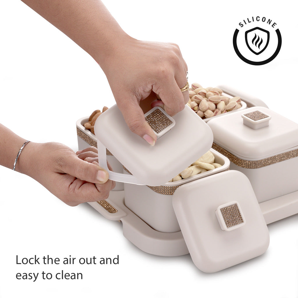 Sapphire Square Dry Fruit Container Set of 4