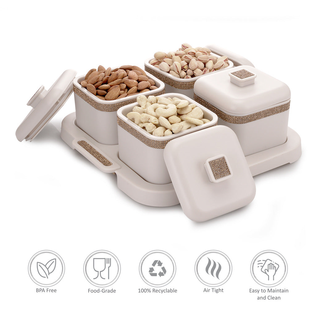 Sapphire Square Dry Fruit Container Set of 4