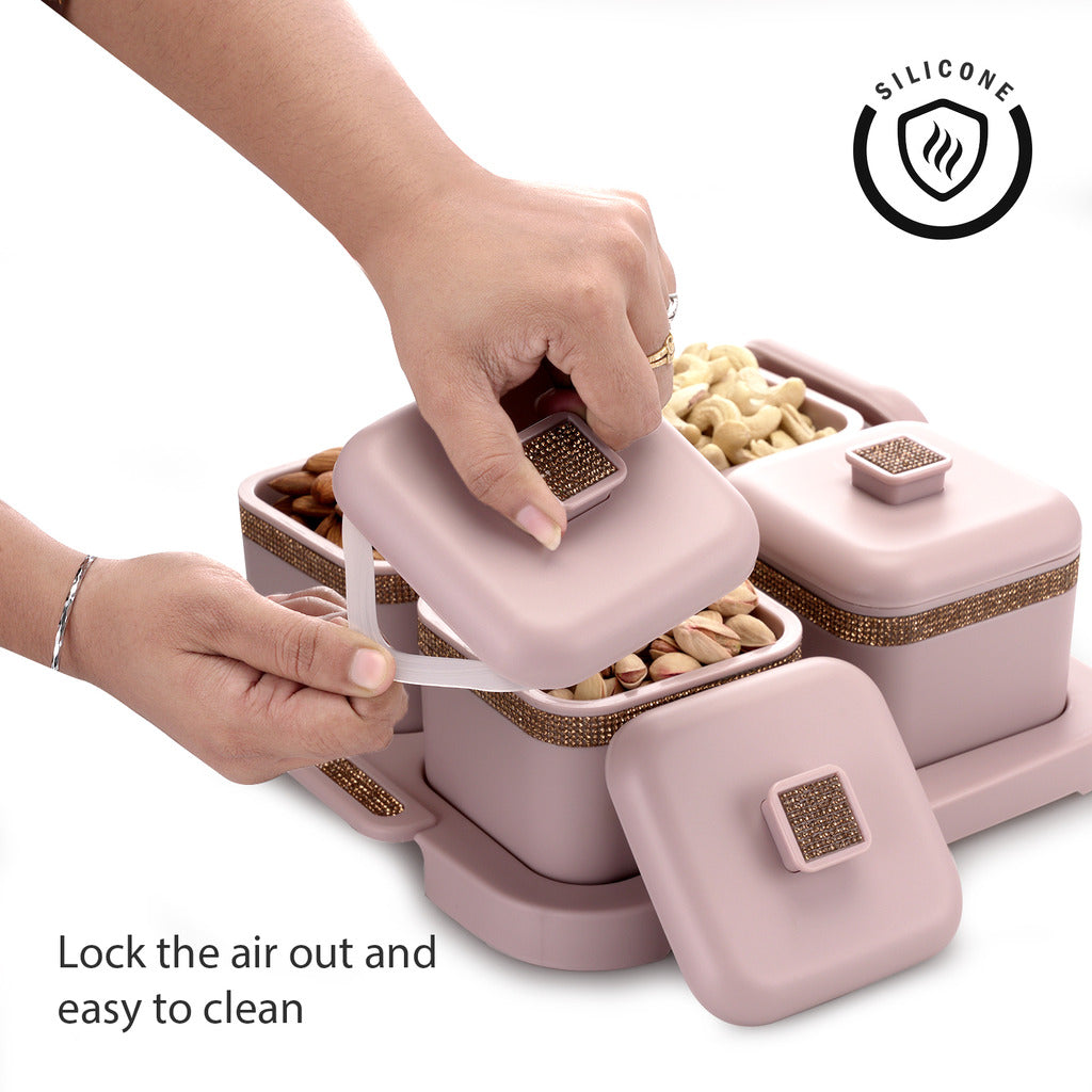 Sapphire Square Dry Fruit Container Set of 4