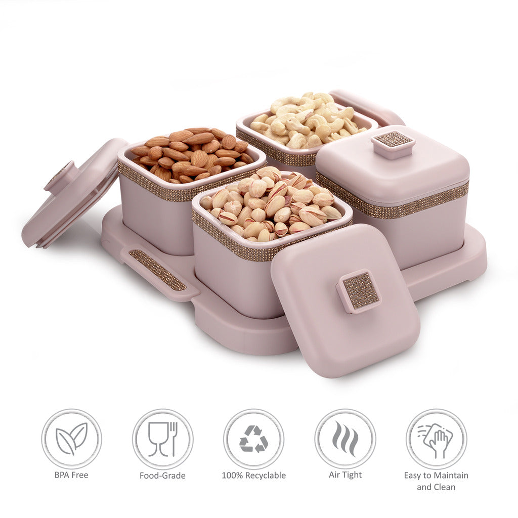 Sapphire Square Dry Fruit Container Set of 4