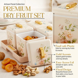 MIRACLE DRY FRUIT SET OF 4, BEIGE
