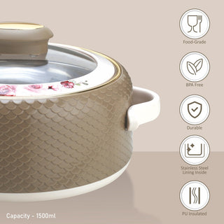 Coral Glass Lid Casserole, 1500ml