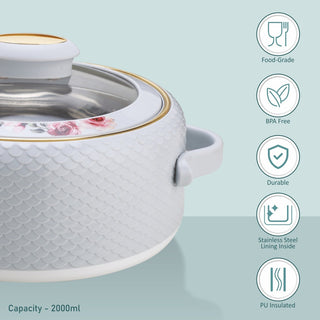 Coral Glass Lid Casserole, 2000ml