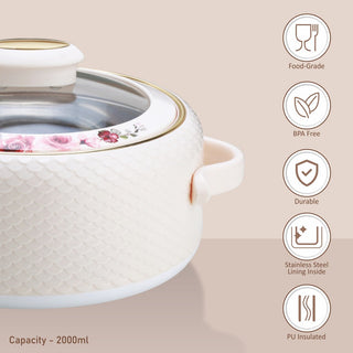 Coral Glass Lid Casserole, 2000ml