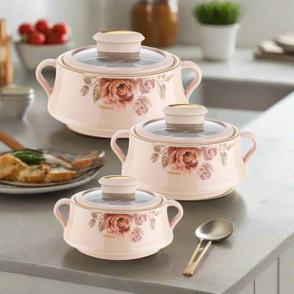 Lorenzo Glass Lid Casserole Set of 3, 500ml, 1000ml, 1500ml