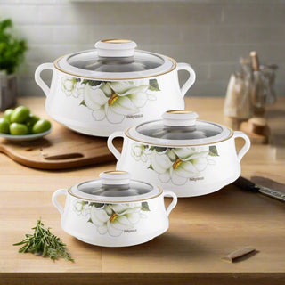 Lorenzo Glass Lid Casserole Set of 3, 500ml, 1000ml, 1500ml