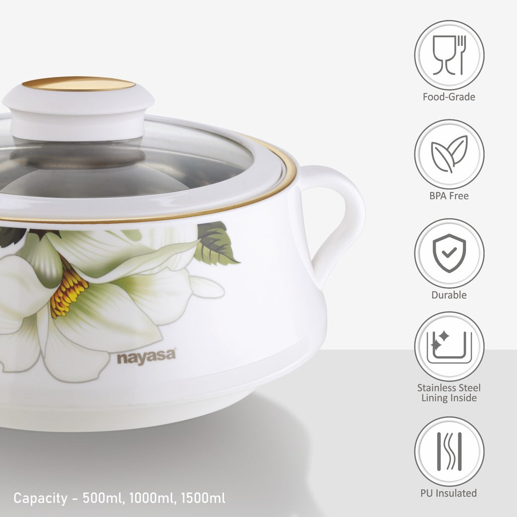 Lorenzo Glass Lid Casserole Set of 3, 500ml, 1000ml, 1500ml