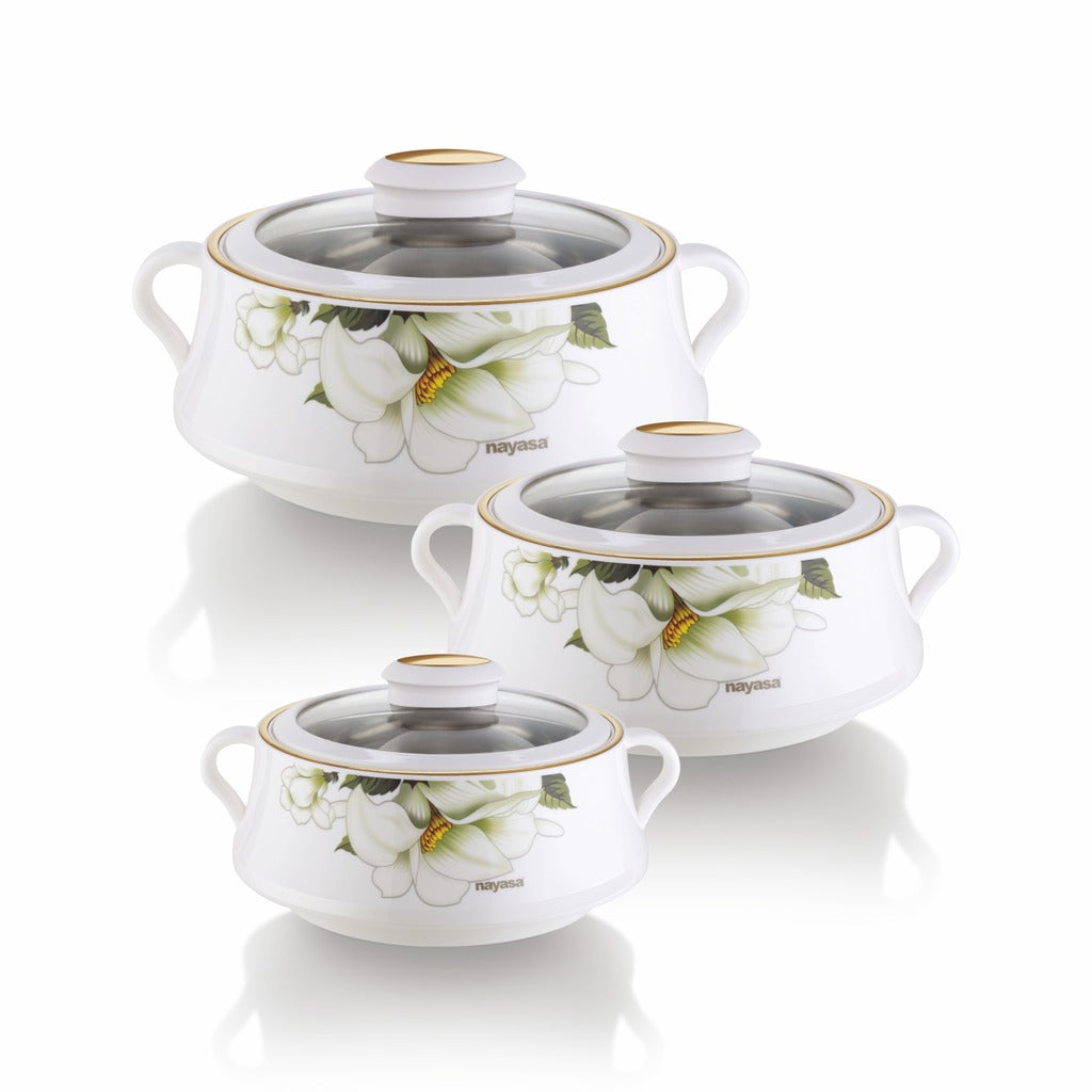 Lorenzo Glass Lid Casserole Set of 3, 500ml, 1000ml, 1500ml