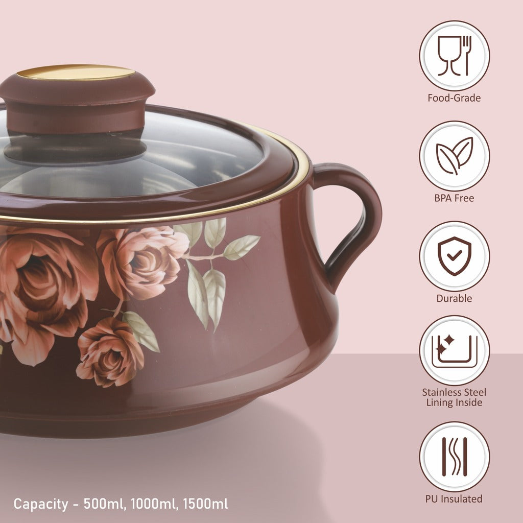 Lorenzo Glass Lid Casserole Set of 3, 500ml, 1000ml, 1500ml