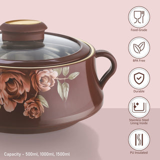 Lorenzo Glass Lid Casserole Set of 3, 500ml, 1000ml, 1500ml