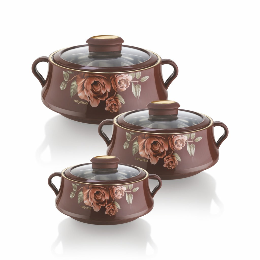 Lorenzo Glass Lid Casserole Set of 3, 500ml, 1000ml, 1500ml