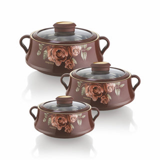 Lorenzo Glass Lid Casserole Set of 3, 500ml, 1000ml, 1500ml