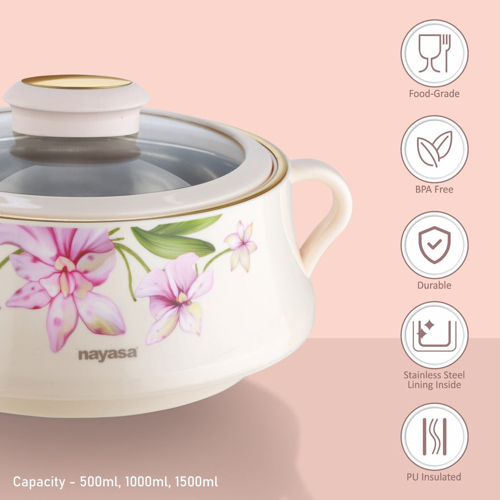 Lorenzo Glass Lid Casserole Set of 3, 500ml, 1000ml, 1500ml