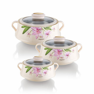 Lorenzo Glass Lid Casserole Set of 3, 500ml, 1000ml, 1500ml