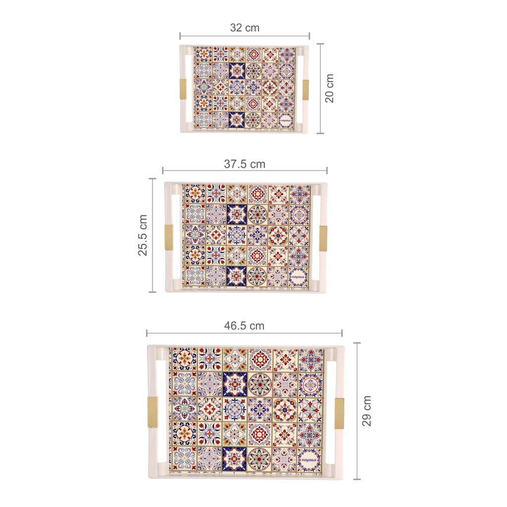 Deco Serving Tray Set Of 3 ( S + M + B )