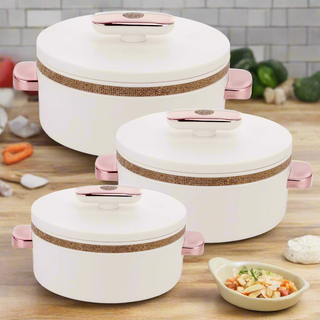 Sapphire Casserole, Big Set ( 1000, 1500, 2000 ml ) Pearl White