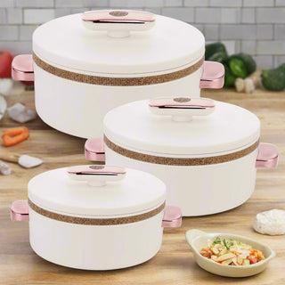 Sapphire Casserole, Big Set ( 1000, 1500, 2000 ml ) Pearl White