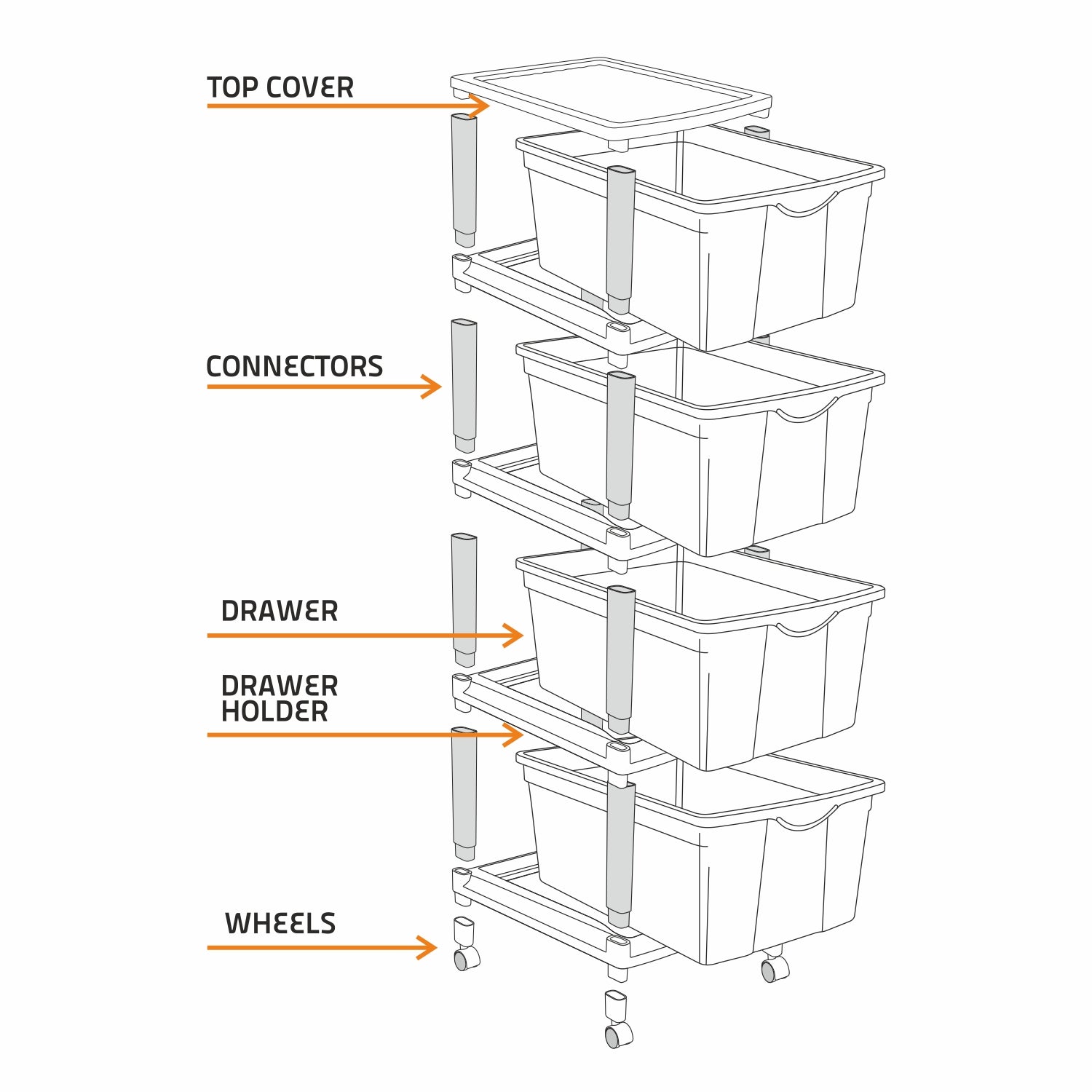 Carnival Tuckins Grey / 4 Drawers