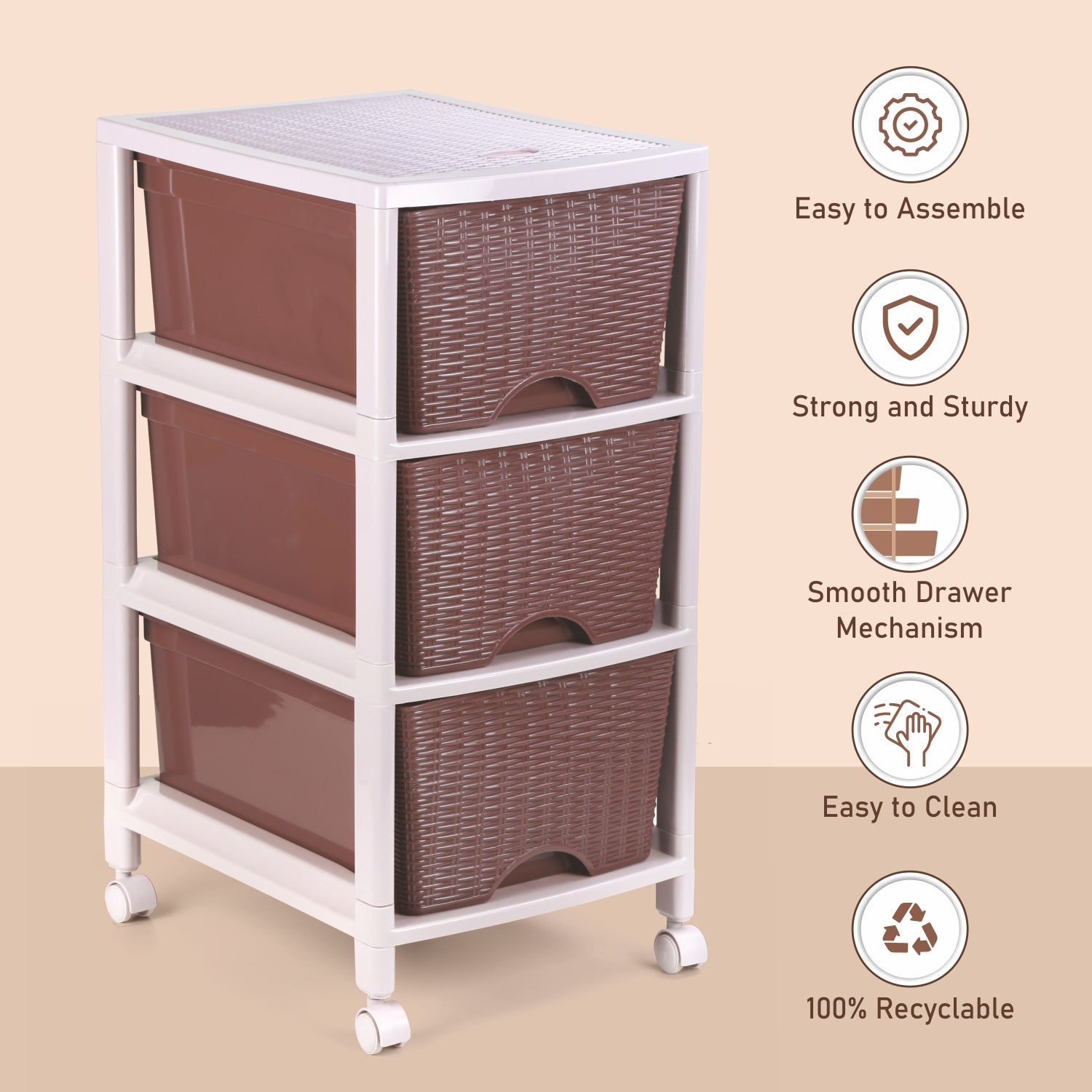 Cane Carnival Tuckins Brown / 3 Drawers