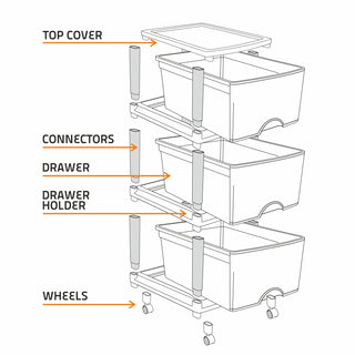 Cane Carnival Tuckins Grey / 3 Drawers
