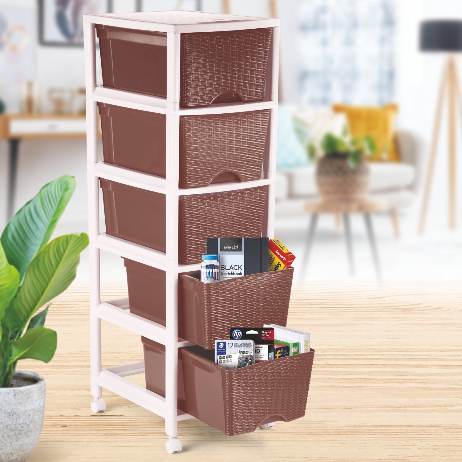 Cane Carnival Tuckins Brown / 5 Drawers