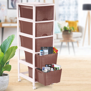 Cane Carnival Tuckins Brown / 5 Drawers