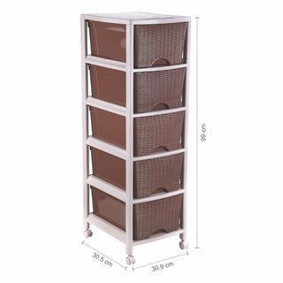 Cane Carnival Tuckins Brown / 5 Drawers