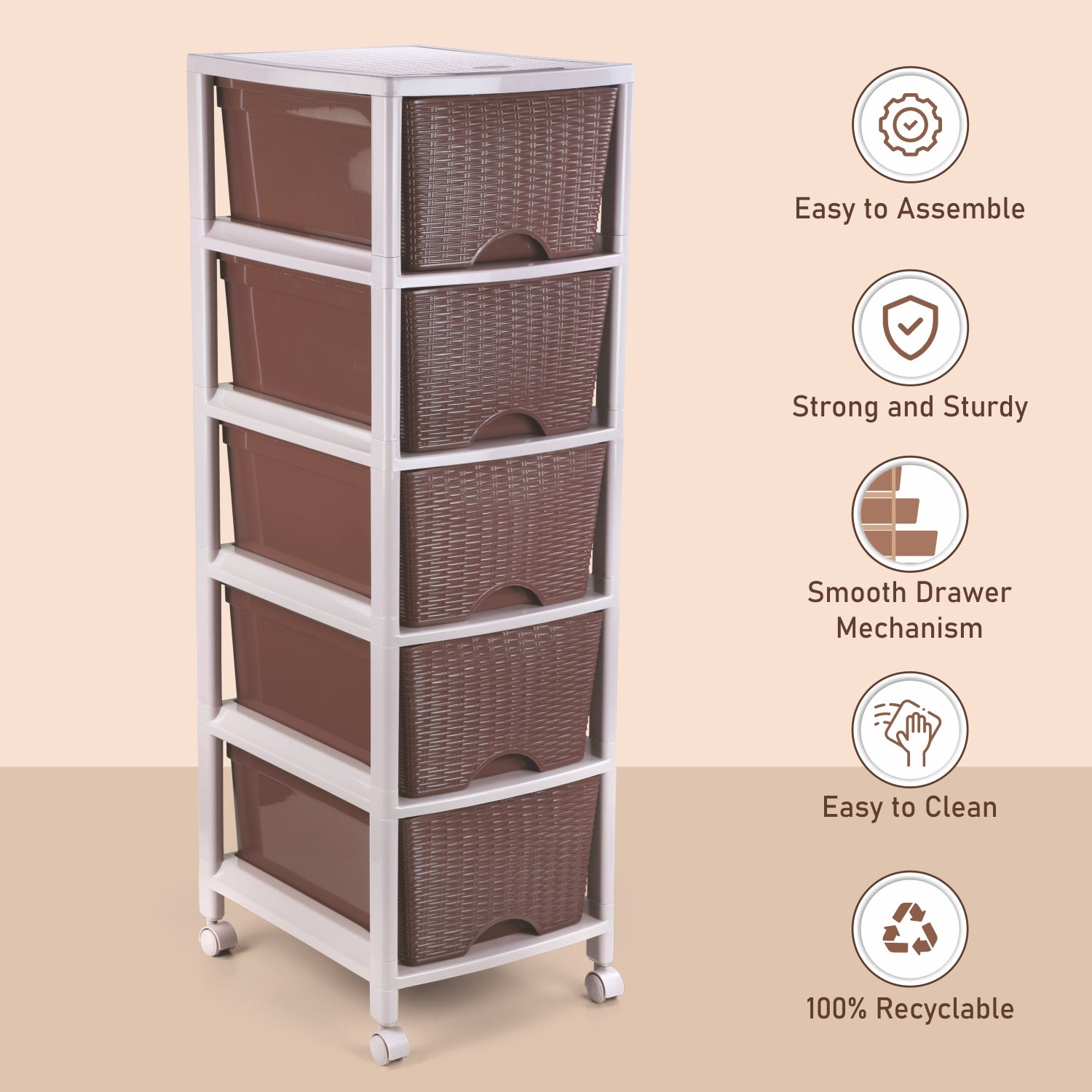 Cane Carnival Tuckins Brown / 5 Drawers